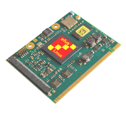 2| SBC: F&S EFUS SBC board with TTL/RGB
interface to connect TFT panel, also offering
simultaneous display driving on additional LVDS
and HDMI/DVI output.