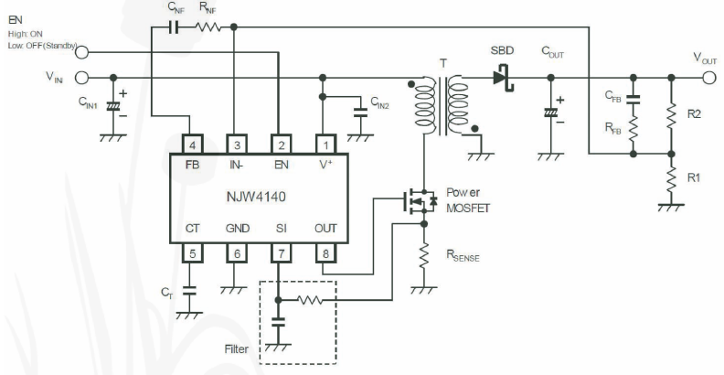 8| NJW4140 Flyback elrendezésben