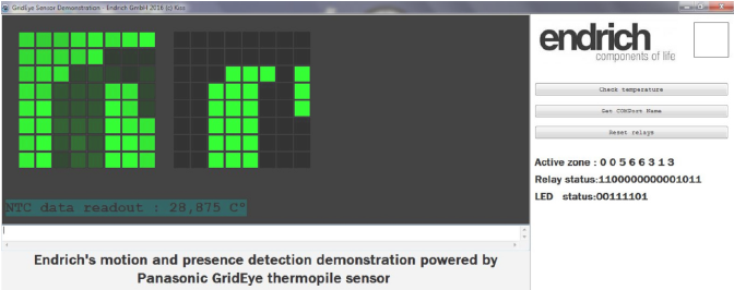 9| Hand in front of sensor (left side: simplified thermal image – right side: target object highlighted)