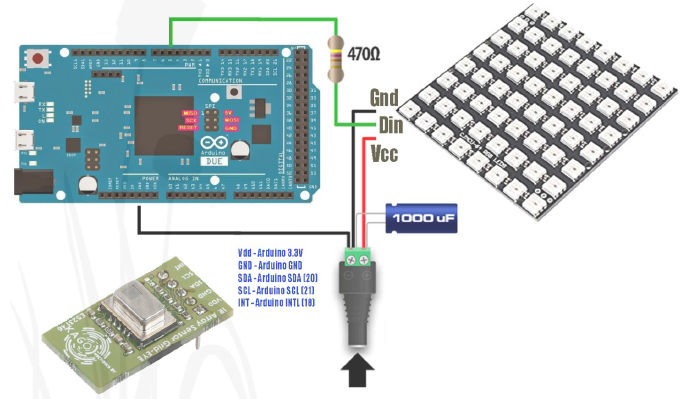 4| Driving WS2812B LED matrix from the ARDUINO (with external power supply)