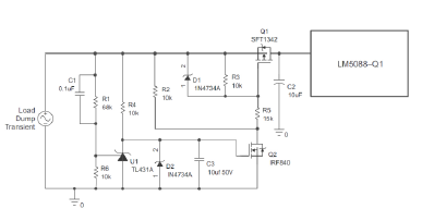 Figure: Texas Instrument Load Dump Protection Application Circuit