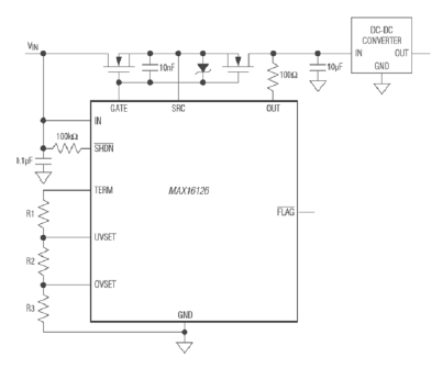 Figure: Maxim Integrated Load Dump Protection Application Circuit